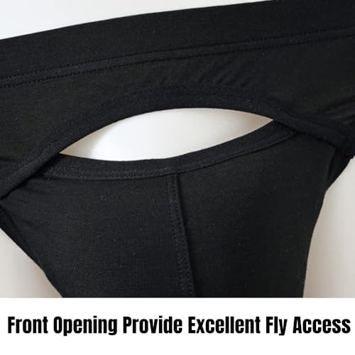 ZONBAILON Mens Sexy Front Opening Fly Access Briefs Low Rise Bulge Enhancing Pouch Bamboo Viscose Underwear Pack4