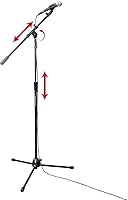 Vista 1 de Gator Frameworks Rok-It Series Heavy Duty All Metal Telescoping Tripod Mic Stand with Adjustable 36" to 64" Height and Extendable Boom Arm, Fully