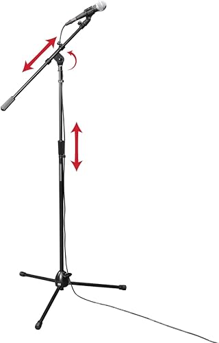 Gator Frameworks Rok-It Series - Soporte de micrófono telescópico de metal resistente con altura ajustable de 36 a 64 pulgadas y brazo de pluma