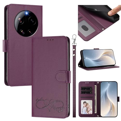 Jiajihua Cover Compatible with Xiaomi 17 Ultra Phone Case【Card Cash Slot Wallet Design Flip Kickstand Drop Protection】 Violet