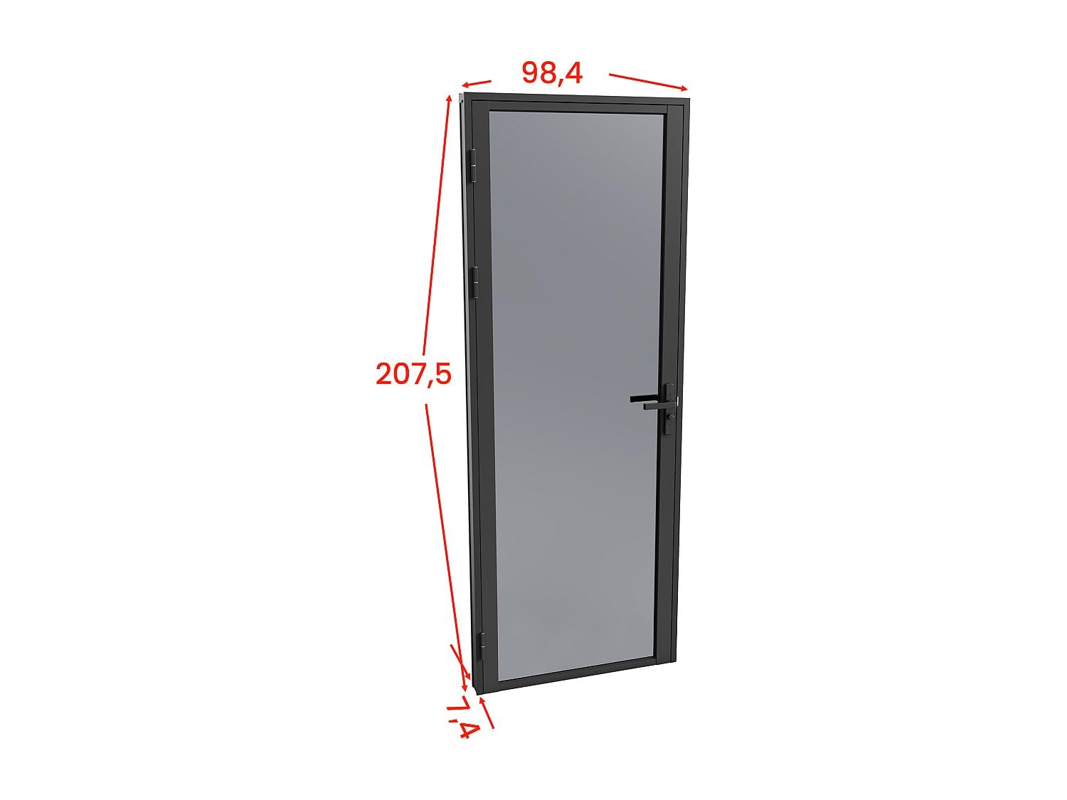 Vente-unique - Puerta con marco Loxton - L 93cm x A 3.5cm x H 204cm - cristal templado - negro