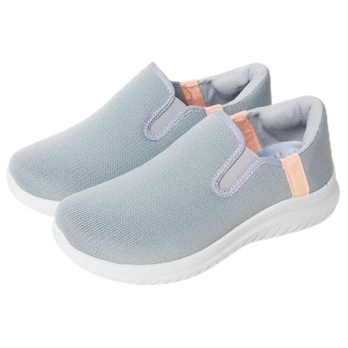 [Y's factory] 高齢者 スニーカー レディース 婦人靴 シニア 紐なし 50代 60代 70代 80代 スリッポン 幅広 甲高 室内履き 屋外履き 履きやすい リハビリ 中高年 外反母趾 靴ベラ不要 中敷き 取り外し可トレーニング 散歩 運動 ウォーキングシューズ 靴 (グレーA 23.0)
