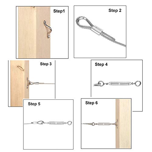 20 Pack 1/8" Heavy Duty Stainless Steel Cable Railing Kits for Wood Posts, DIY Balustrade Kit with Jaw Swage Fork Turnbuckle US Stock