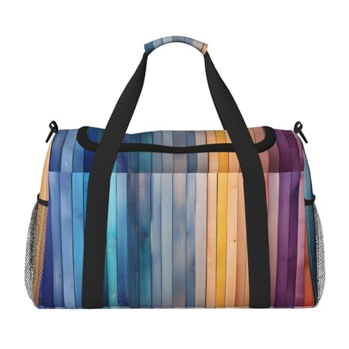 Rainbow Wooden Duffle Bag Foldable Travel Tote Bag Carry On Large Weekender Overnight Bags Waterproof Gym Bag For Women Men2