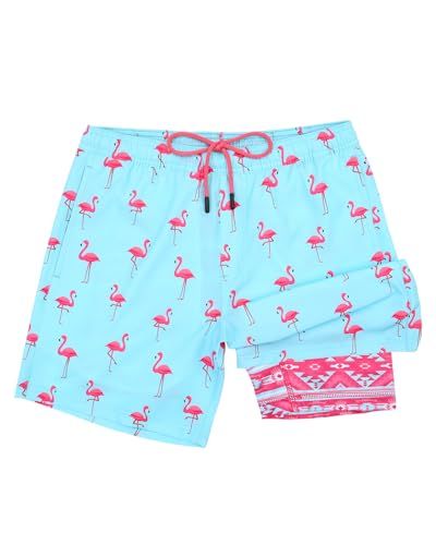 HAPPIERE Mens Swim Trunks with Compression Liner,7 Inch Quick Dry Swim Shorts, Board Shorts,Beach Swimwear