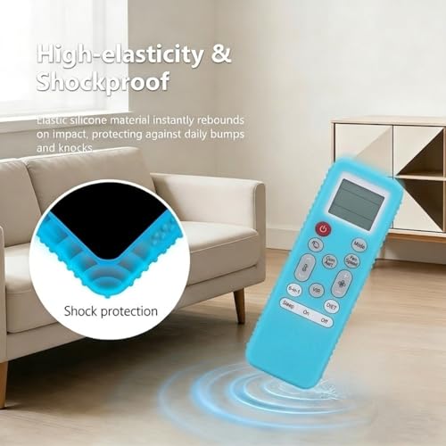 Image of Silicone Cover Compatible with LG Smart /Dual Inverter Air Conditioner Remote Control, Shockproof, Stylish, Easy to find in Darkness - Glow in Dark Blue-2