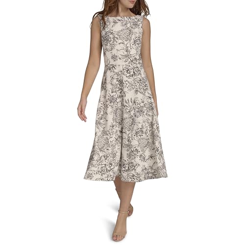 Image of Tommy Hilfiger Women's Sleeveless Boat Neck Fit & Flare Midi Dress