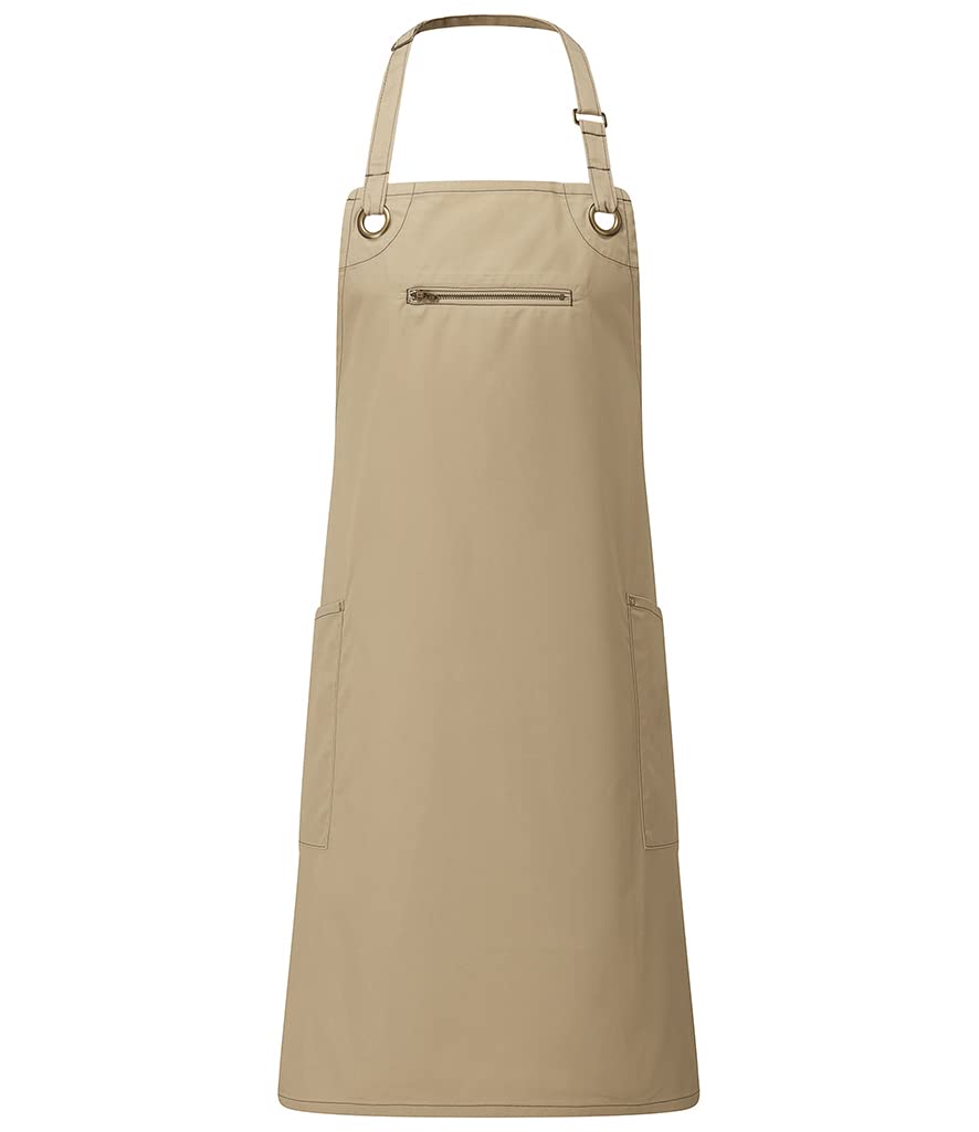 Premier Barley Sustainable Bib Apron (W 72cm x L 89cm, Khaki/Brown)