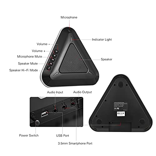 Microphone vidéo USB HUIOP haut-parleur conférence audio 360 ordinateur