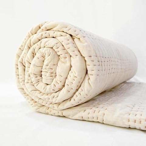 VLiving Beige Cotton Linen Quilt Cover