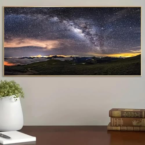Affiches sur toile moderne déco salon couloir | Tableau paysage ciel étoilé 40x80 cm