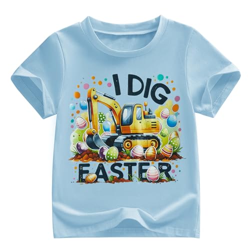 Image of Easter Bunny Shirt for Toddler Boys Girls Kids Funny Rabbit Letters Graphic Cotton Short Sleeve T-Shirt Top