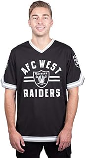 Ultra Game Men's NFL Standard Jersey V-Neck Mesh Stripe Tee Shirt, Oakland Raiders