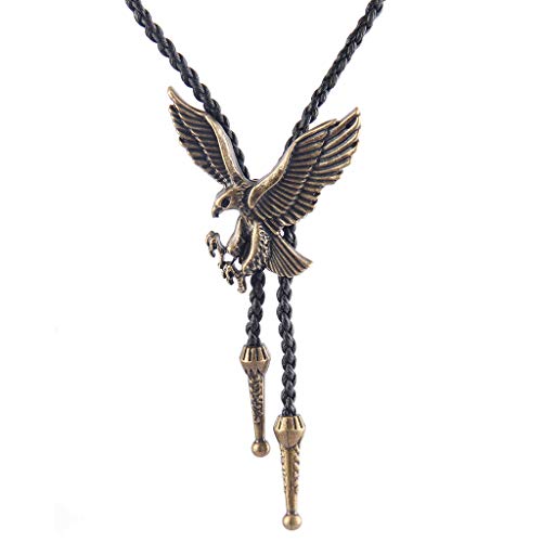 Image of Western Black Bolo Tie for Men and Women,Native American Leather Bolo Tie String