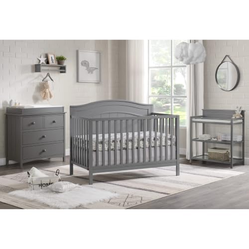 Image of Oxford Baby Nolan 4-in-1 Convertible Crib, Dove Gray, GreenGuard Gold Certified