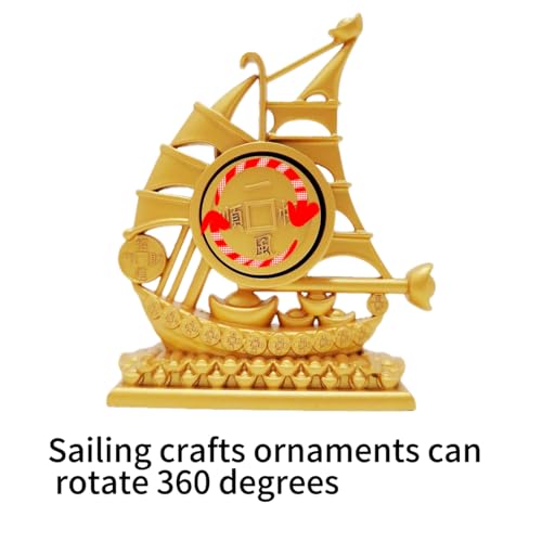 Estatua Decorativa Barco Feng Shui Dorado miniatura 4