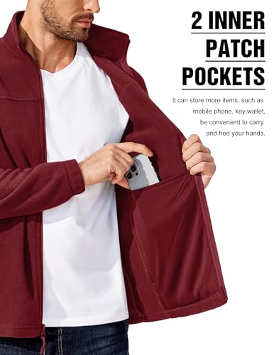 Image of COOFANDY Mens Polar Fleece Jacket Lightweight Full Zip Jackets Outdoor Coat