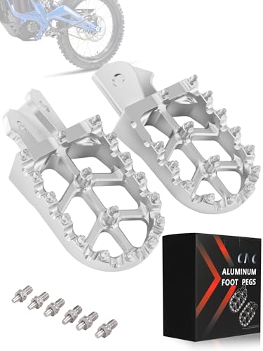 JFG RACING Dirt Bike Foot Pegs 7075 Aluminum CNC Pedals Rests for Surron Light Bee X and S/E Ride Pro S SS SR/CRF150F CRF230F 03-19/CRF250F 19-24/XR150L 15-24/KDX200 83-94-Silver