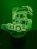  3D LED Lampen LKW Auto Traktor optische Täuschung Nachtlicht 7 Farben Kontakt Kunst Skulptur Lichter mit USB-Kabeln Lampe Dekoration Schlafzimmer Schreibtisch Tisch für Kinder Erwachsene