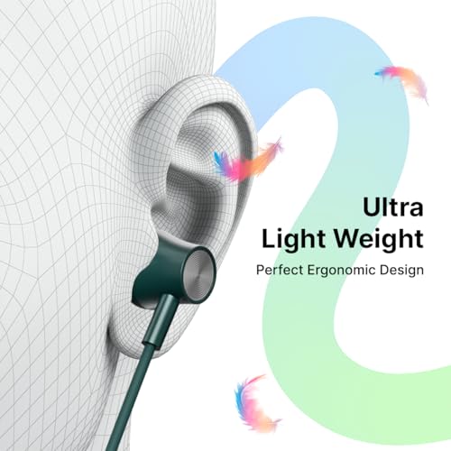 Image of pTron Tangent Evolve w / 50Hrs Playtime, HD Mic, Pristine Sound, 14mm Drivers, Bluetooth V5.3 w /Dual-Device Pairing Wireless Neckband, Magnetic Buds, Voice Assistant,Type-C Fast Charging & IPX4(Green)