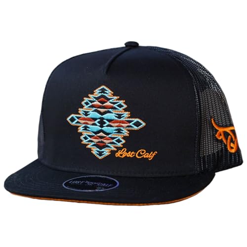 Image of Lost Calf GEM Black Flat | Aztec Logo Embroidered, Snap Back, One Size Fits All