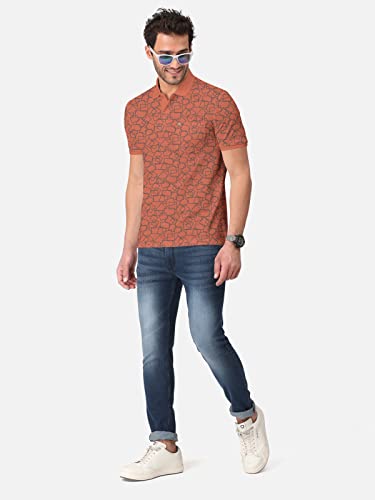 Image of BULLMER Beige Trendy Printed Half Sleeve Polo T-shirt for Mens