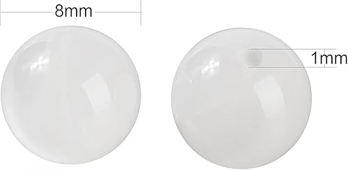 Miniatura 121 de BEEFLYING 100 cuentas de piedra de turmalina negra natural de 0.315 pulgadas (0.315 in), piedras preciosas redondas sueltas con hilo de cristal