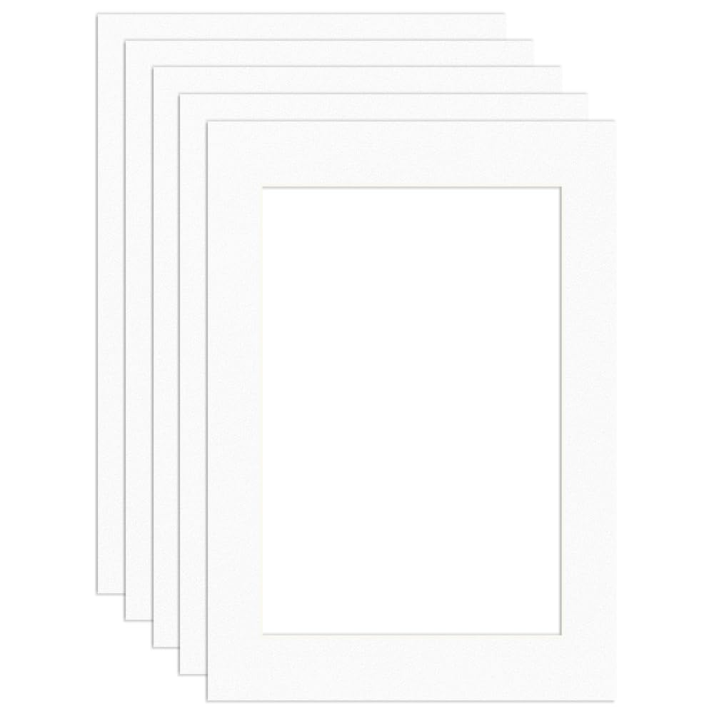 Procut Global A4 White Picture Mounts Board to Fit 9x6" Aperture Size - Photo Mount Card Ideal for Prints, Artwork, Crafts & Certificates - Sizes & Colors Available - Pack of 5