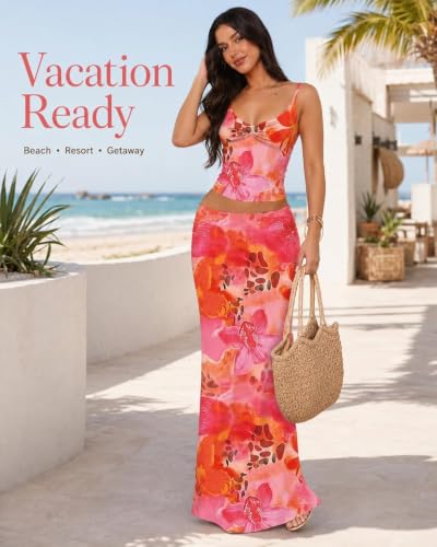 Image of Two Piece Skirt Set Women Maxi Long Skirt and Top Outfit