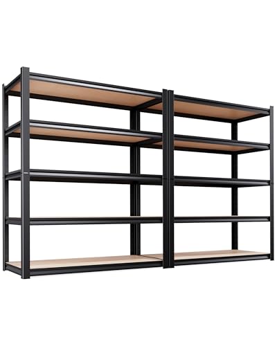 Image of 2-Pack Garage Shelving for Large Storage & Whole Home Organization, 78 inch H x 46 inch W x 20 inch D 5-Tier Adjustable Metal Storage Rack for Tools, Storage Bins, Bulk Items, Garage, Pantry & Workshop