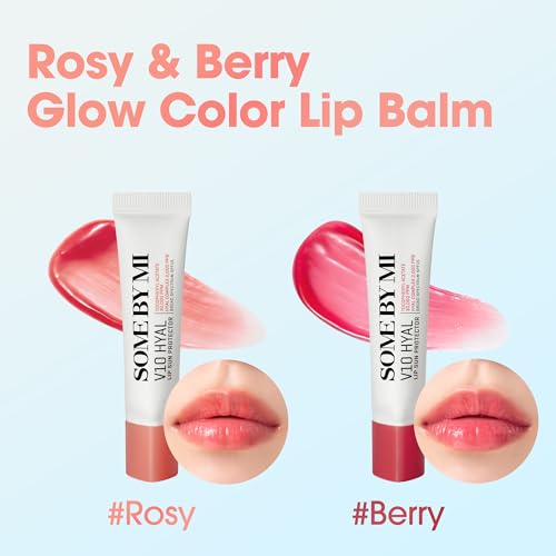 SOME BY MI V10 Hyal Lip Sun Protector Rosy – Pack of 2, 0.46oz – Korean Tinted Glow SPF 15 Sunscreen Lip Balm for Dry & Sensitive Lips – Hydrating with Hyaluronic Acid & Vitamin E – Korean Skin Care