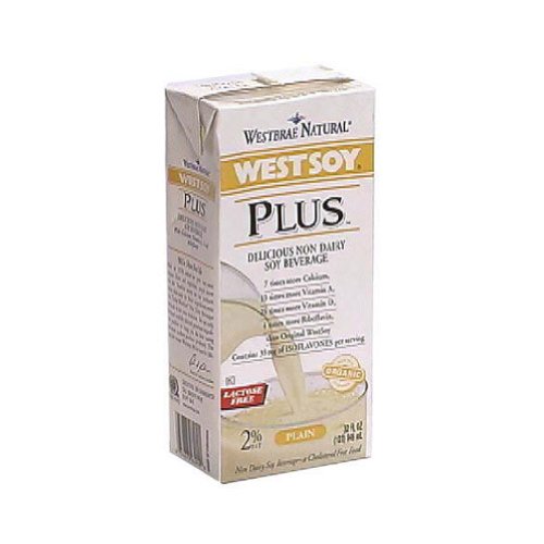 Hain Celestial Westsoy Organic Plus Plain Soy Milk, 32 Ounce -- 12 per case.