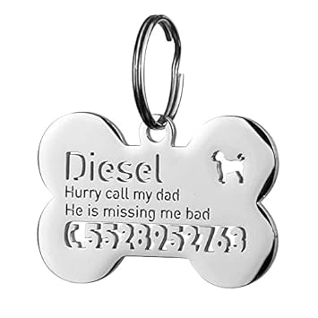 Petsaviour Carved ID Customized for Dog, Cat Tag Holo Bone Personalized Tag