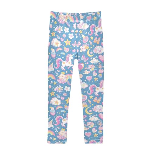 Wusikd White Unicorbs Stars Girls' Leggings Toddler Doodles Flowers Balloons Kids Yoga Pants Dance Active Tights 4T