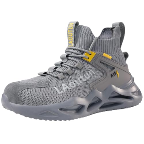 Image of LAoutun Steel Toe Shoes for Men, Lightweight Comfortable Safety Shoes with Puncture Resistant, Indestructible Work Shoes for Construction and Warehouse