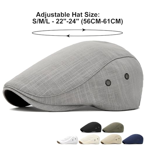 Image of Quanhaigou Unisex Denim Newsboy Hats Flat Ivy Gatsby Cabbie Driving Berets Hat Cotton Dad Cap for Men Women