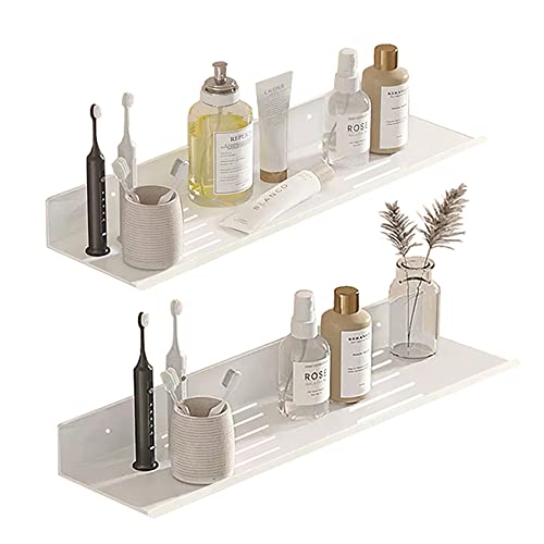 Biutimarden Estanteria Ducha Sin Taladro,2 Piezas Acero Inoxidable Drenaje Rápido Estanteria Ducha Adhesiva Colgante para Pared Organizador Baño,para Baño Cocina(40CM,Blanco)