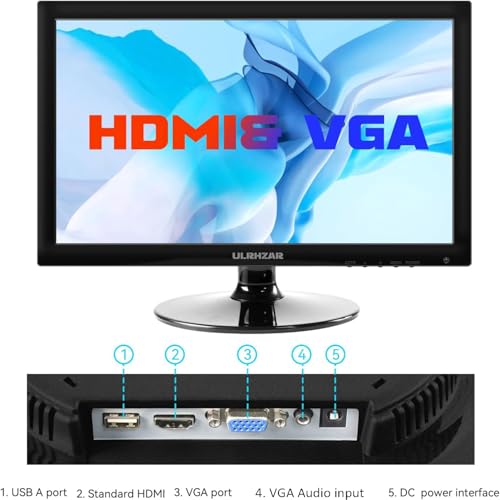 Image of 17.3inch PC Monitor 1600x900 LCD Screen Display 16:9, 60Hz, Built-in Speaker HDMI VGA, USB C Desktop Computer Monitor for Raspberry Pi Switch PS4 /5 Laptop