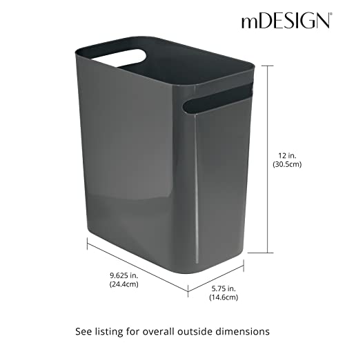 Mdesign 9419MDBST Plastic Slim Large 2.5 Gallon Trash Can Wastebasket thumb #3