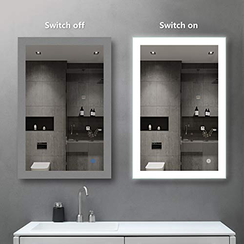 image for smartrun Wall-Mounted Lighted Backlit Mirror-Square Bathroom Vanity Mi