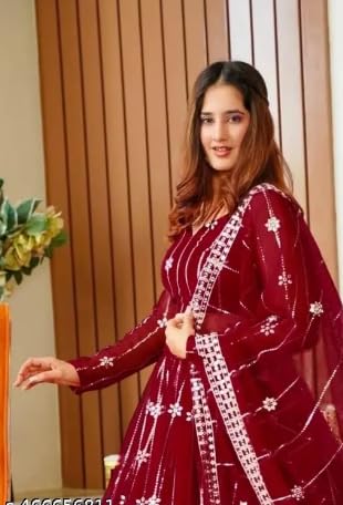 Image of Traditional Net Lehenga Choli Set for Women and Girls | Ethnic Wedding Outfit Ghagra Choli with Matching Dupatta