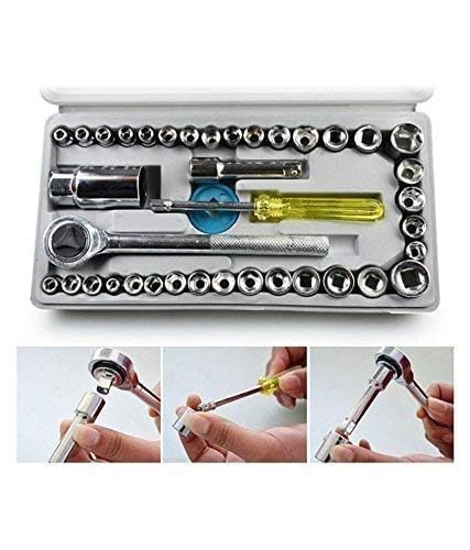 Image of KIMU 40 in 1 Screwdriver and Socket Set, Automobile Motorcycle Tool Kit with Ratchet Wrench, Hardware Auto Car Repair Tool Box