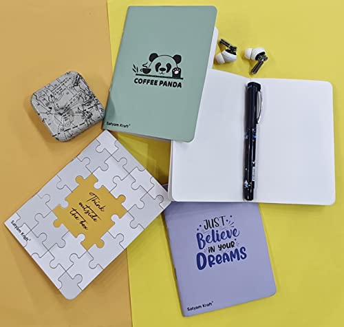Image of SATYAM KRAFT 4 Pcs Notebook Diary for Gift Diary, Office Personal Daily Planner Notebook for Men & Women- Small and Thin Daily for Creative Writing /Drawing (Plain Pages, 20 Pages, Multi color)