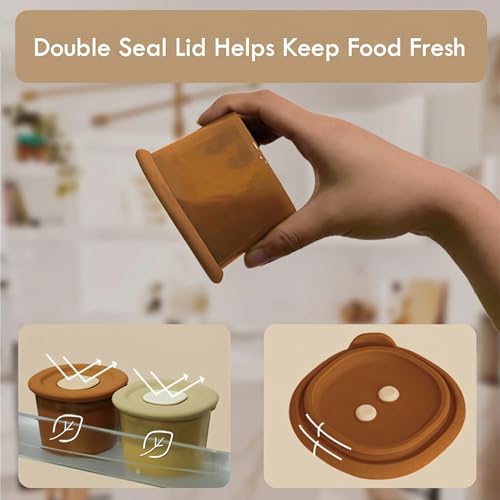 Moonkie 6 Pack Babybrei Einfrieren Behälter Silikon | 120ml Portionen | Beikost Baby Zubehör | Auslaufsichere Aufbewahrung für Babynahrung | Für Gefrierfach & Mikrowelle