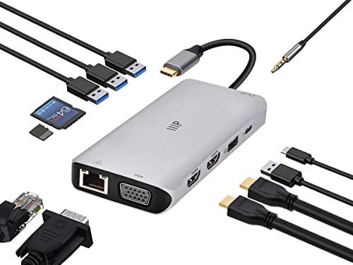 Estación de acoplamiento 12 en 1 tipo concentrador múltiple con puertos HDMI y VGA 6