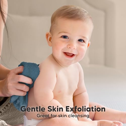 Image of 6-Pack Baby Washcloths - Soft Absorbent Viscose from Bamboo Washcloths for Face, Body, Baby Towels for Newborn, Kids, Toddlers, Infant, Gentle on Sensitive Skin, 10x10 Reusable Face Towels (Navy Blue)