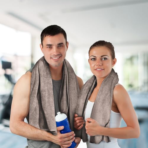 Image of Sassoon Microfiber Gym Towel (Set of 2, Sandstone) in 450 GSM for Men & Women Super Soft Towel, Fast Drying & Light Weight Ultra Absorbent Sports Towels, Use for Body and Face During Work & Travel