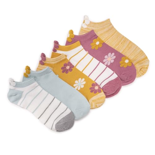 MUK LUKS Women's 6 Pack 3D Tab Low Cut Socks, Multi, OS (6-11)