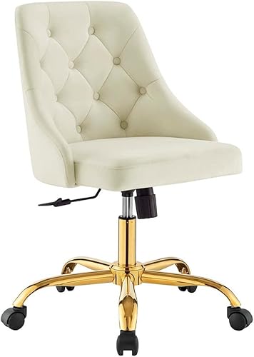 Modway Distinct - Silla de oficina giratoria copetuda de terciopelo, color dorado marfil