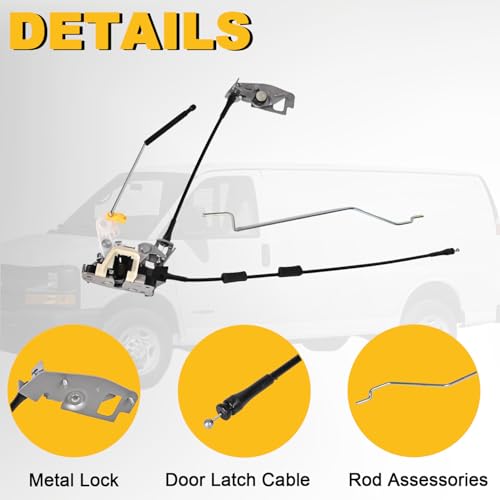 Image of Rear Right Door Lock Latch Assembly with Cable & Rod Door Latch Compatible with Ford 1992-2019 E150 E250 E350 Replaces OE#8C2Z-15431A02-C 6C2Z-15431A02-AA